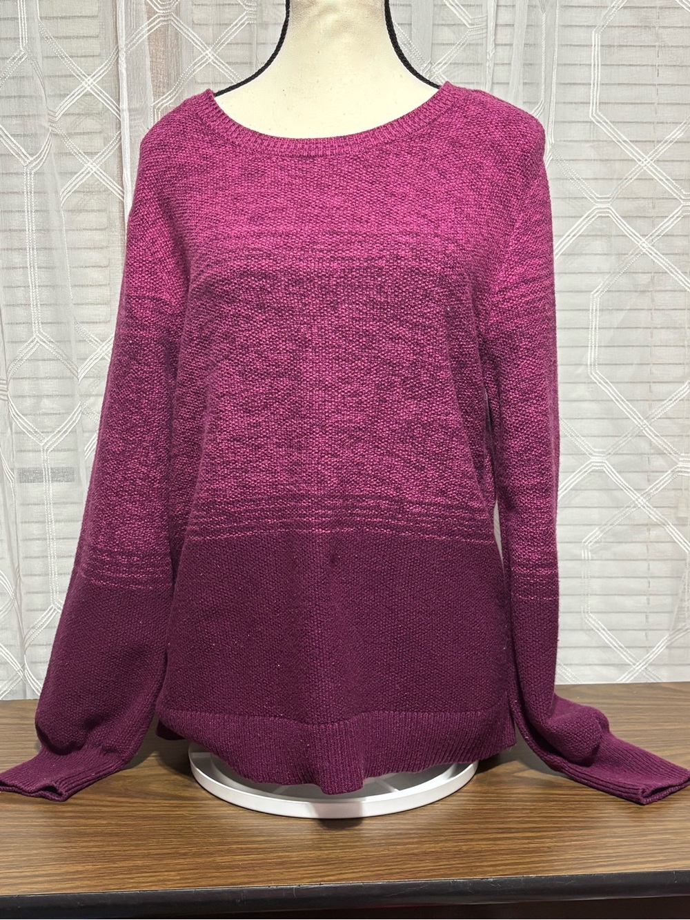 Gloria Vanderbilt XL Women's Ombre Crewneck Sweater - Pink/MAGENTA 22p2p 27” L